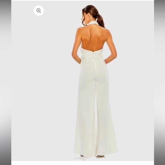 Mac Duggal 11666 Sequined Cross Neck Halter Jumpsuit - Picture 3 of 11